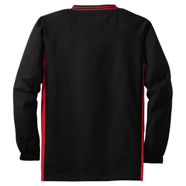 Sport-Tek Youth Black True Red Tipped V-Neck Raglan Wind Shirt Fashion - Image 2