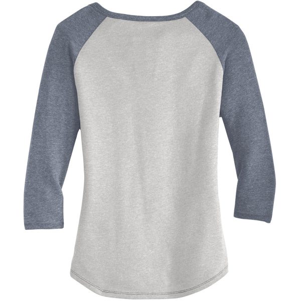 Alternative Apparel Women s Silver Vintage Navy Outfield 3 4-Sleeve Vintage 50 50 Tee For Sale - Image 2