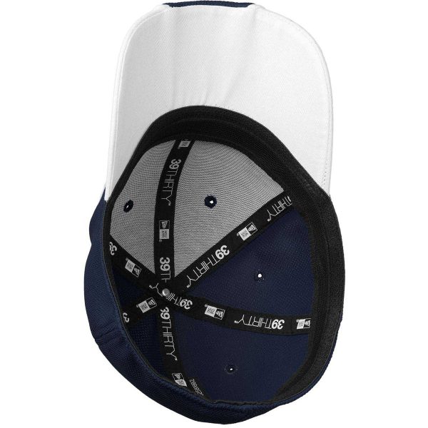 New Era 39THIRTY Deep Navy White Contrast Piped BP Performance Cap For Sale - Image 4