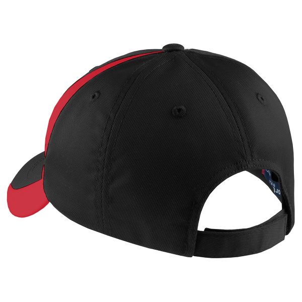Sport-Tek Youth Black True Red Dry Zone Nylon Colorblock Cap Online Sale - Image 3