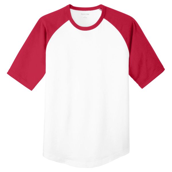 Sport-Tek Youth White Red Short Sleeve Colorblock Raglan Jersey Sale