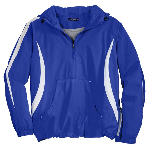 Sport-Tek Men s True Royal White Colorblock Raglan Anorak For Discount