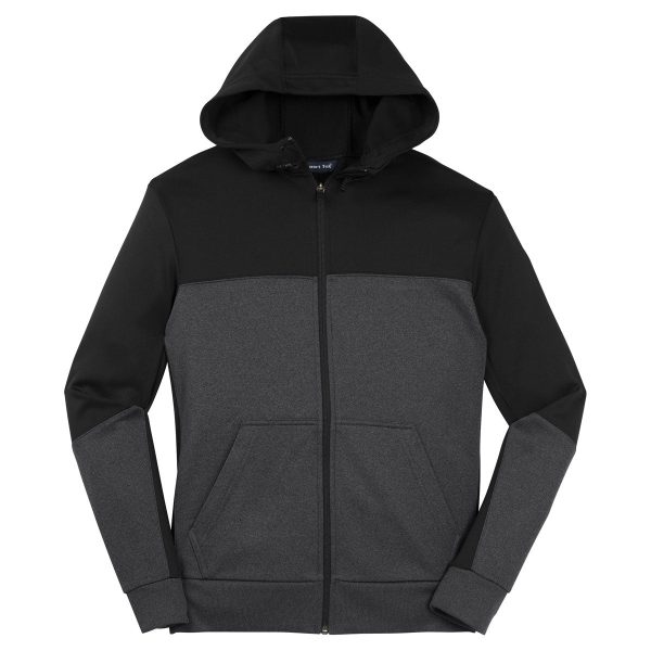 Sport-Tek Men s Black  Graphite Heather  Black Tech Fleece Colorblock Full-Zip Hooded Jacket Online