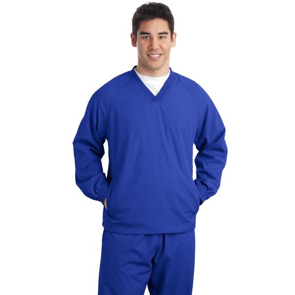 Sport-Tek Men s True Royal Tall V-Neck Raglan Wind Shirt For Discount