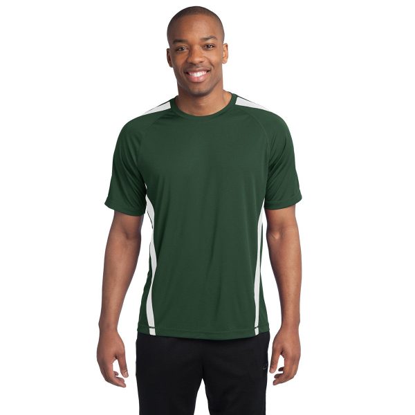 Sport-Tek Men s Forest Green  White Tall Colorblock PosiCharge Competitor Tee Online Sale