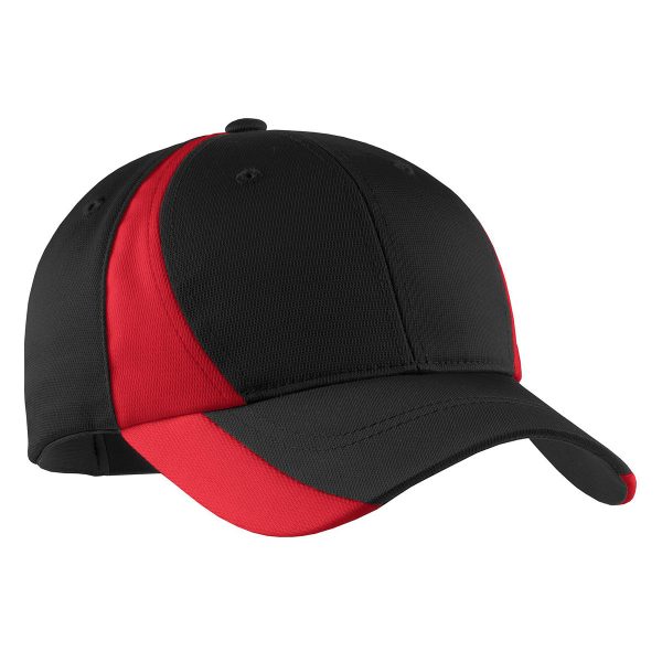 Sport-Tek Youth Black True Red Dry Zone Nylon Colorblock Cap Online Sale