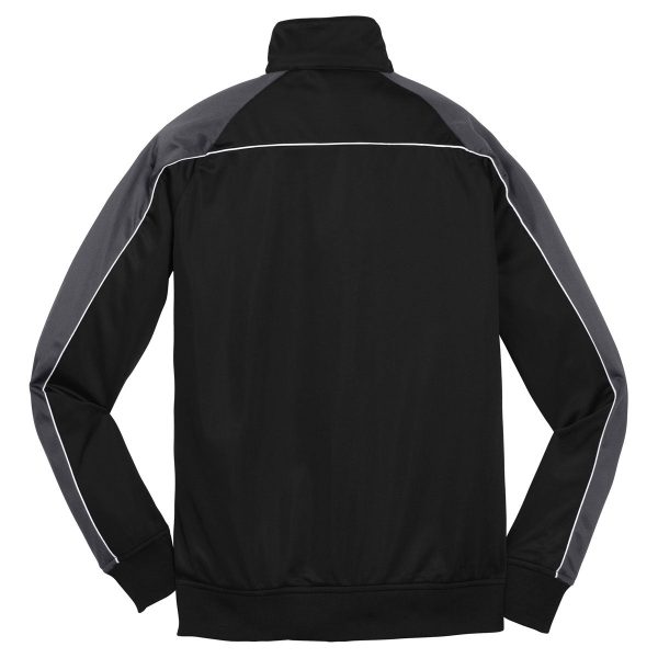 Sport-Tek Youth Black  Iron Grey  White Piped Tricot Track Jacket Fashion - Image 2