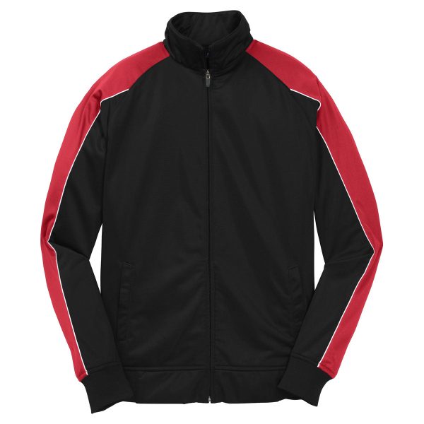Sport-Tek Youth Black  True Red  White Piped Tricot Track Jacket Online Sale