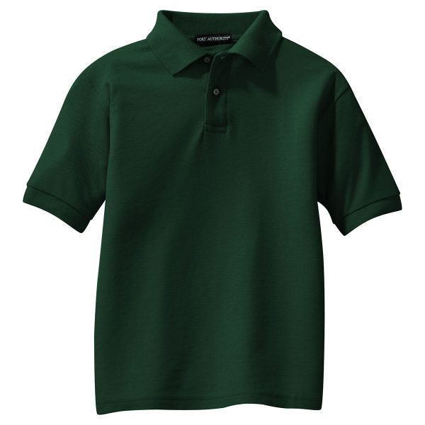 Port Authority Youth Dark Green Silk Touch Polo Online now