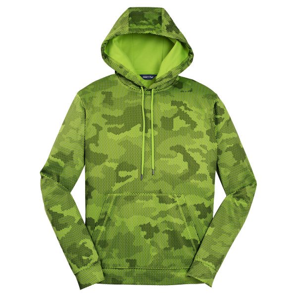 Sport-Tek Men s Lime Shock Sport-Wick CamoHex Fleece Hooded Pullover Online Sale