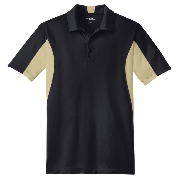 Sport-Tek Men s Black  Vegas Gold Tall Side Blocked Micropique Sport-Wick Polo Online