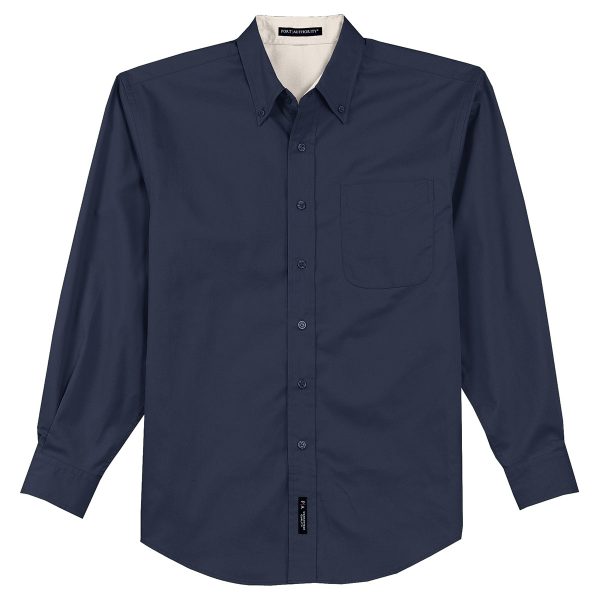 Port Authority Men s Navy Light Stone Tall Long Sleeve Easy Care Shirt Discount