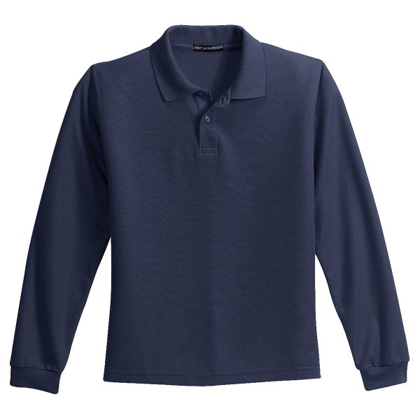 Port Authority Youth Navy Long Sleeve Silk Touch Polo Online