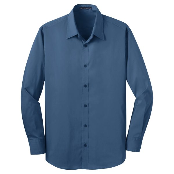 Port Authority Men s Moonlight Blue Stretch Poplin Shirt For Cheap