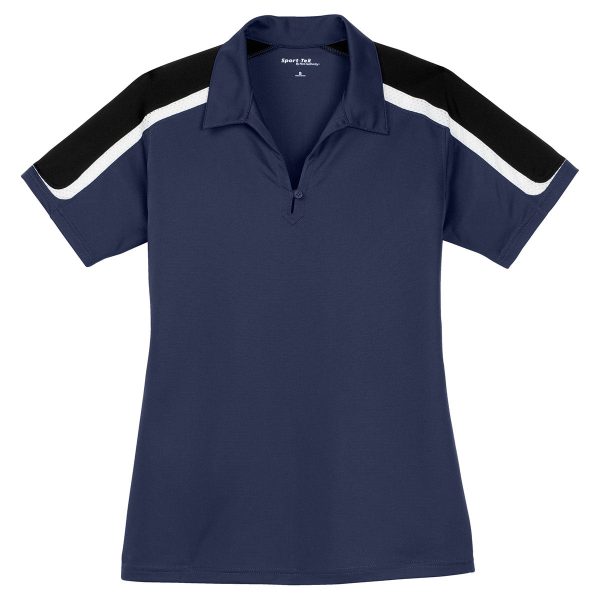 Sport-Tek Women s True Navy Black White Tricolor Shoulder Micropique Sport-Wick Polo Online Sale