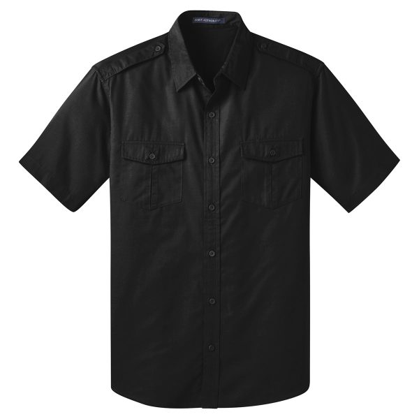 Port Authority Men s Black Stain-Resistant Short Sleeve Twill Shirt Discount